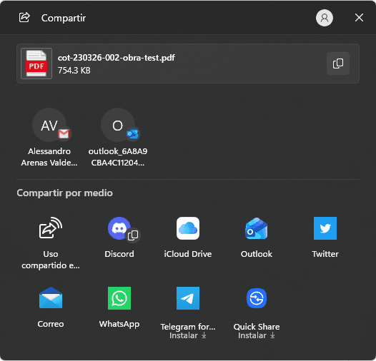 Compartir real del PDF por WhatsApp
